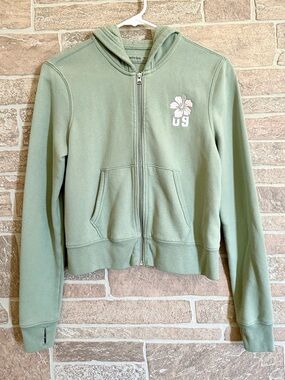 Abercrombie Kids Sage Green Zip Up Hoodie